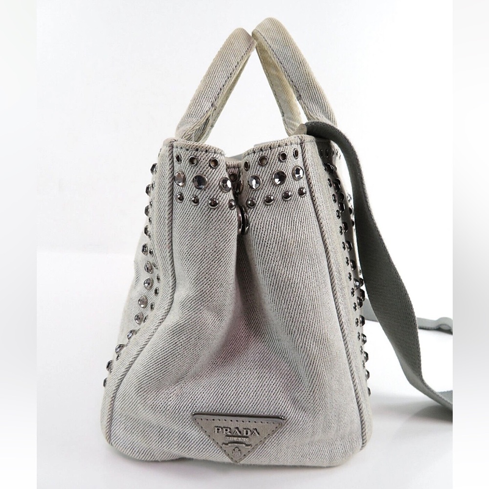 Prada Cream Studded Tote Bag - Picture 3 of 16